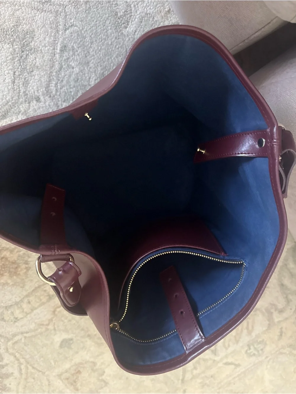 Women's Large Burgundy Leather Tote Shoulder Bag